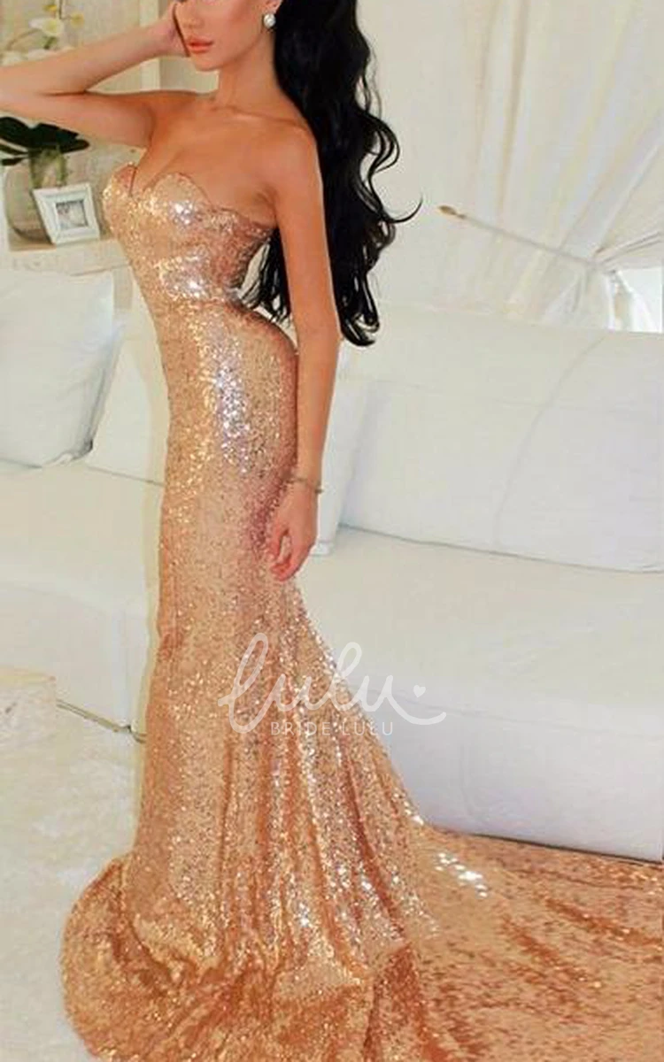 Sweetheart Sequins Mermaid Prom Dress Glamorous Long Party Gown