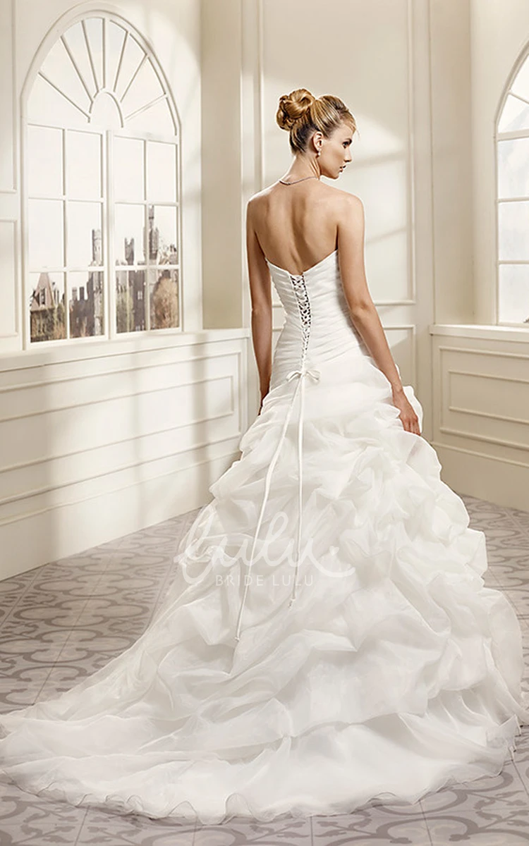 Ball Gown Organza Wedding Dress with Pick-Up and Appliques Classic Bridal Gown