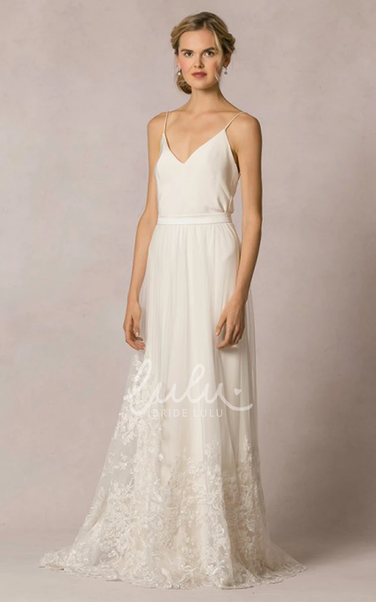 Sleeveless Appliqued Tulle&Lace Sheath Wedding Dress Elegant Bridal Gown