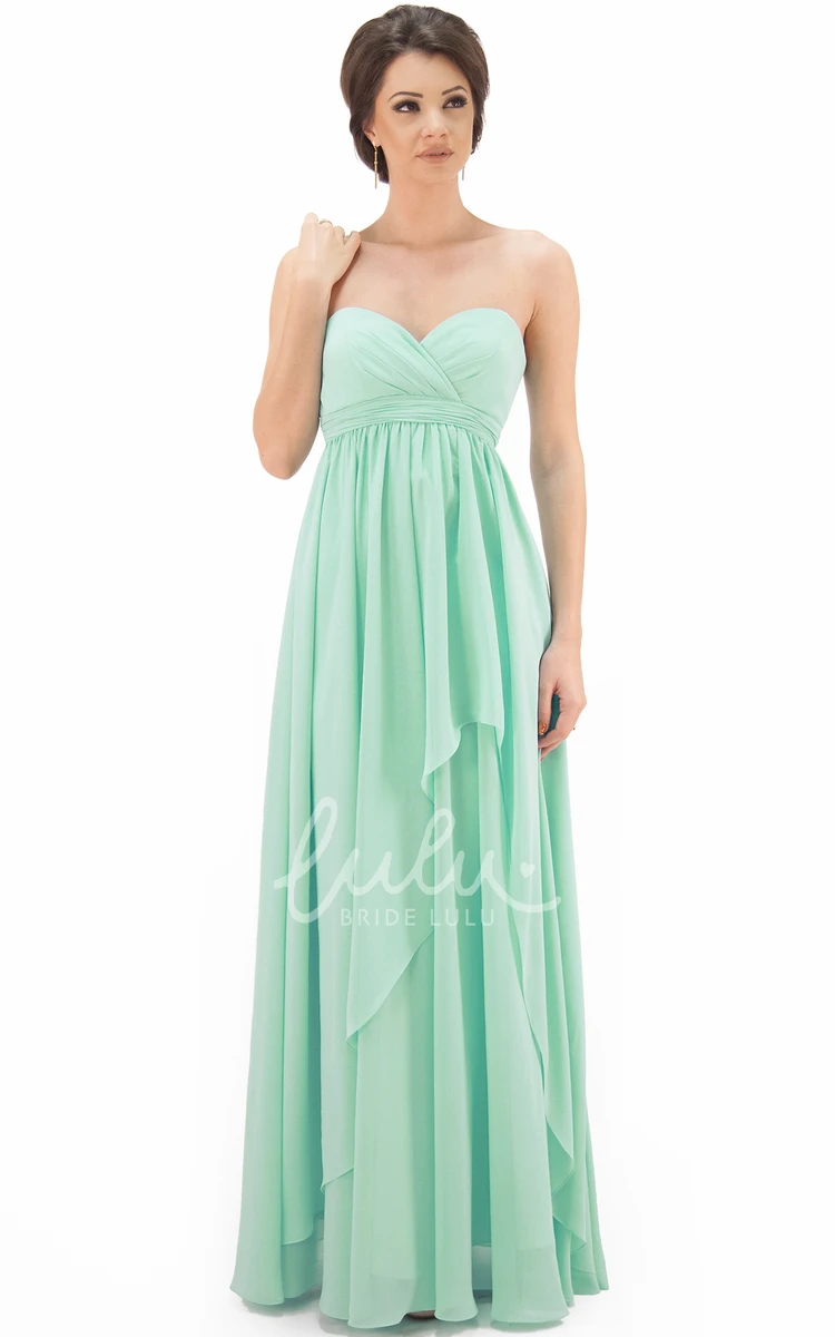 Sweetheart Draped Chiffon Bridesmaid Dress without Sleeves