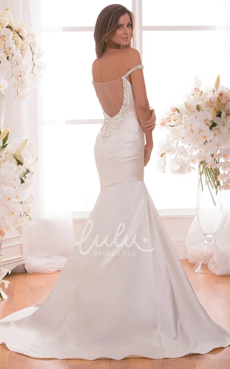 Mermaid Wedding Dress with Ruching Off-The-Shoulder & Modern