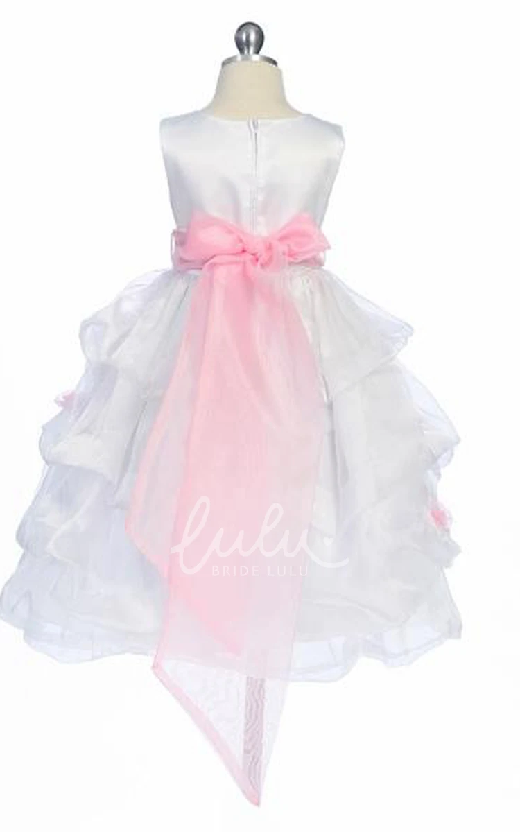 Ruched Organza and Satin Tea-Length Flower Girl Dress Classy Dress for Girls