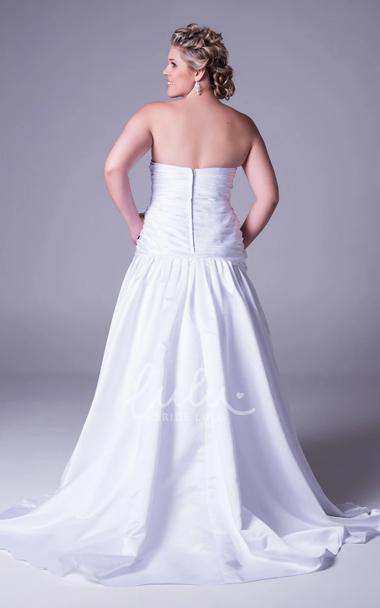 Plus Size Satin Wedding Dress with Sweetheart Neckline Criss Cross Bodice and Zipper Closure