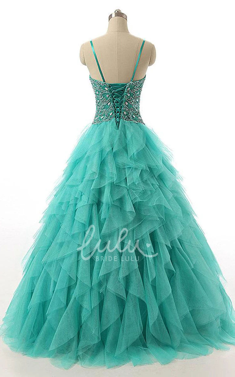 Sweetheart Tulle and Lace Ball Gown Formal Dress with Beading and Corset Back