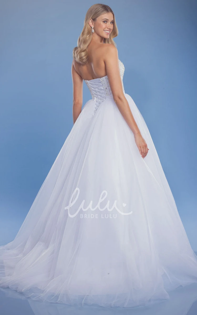 Crystal Tulle Sweetheart Wedding Dress Ball Gown Style with Floor-Length and Sleeveless Design