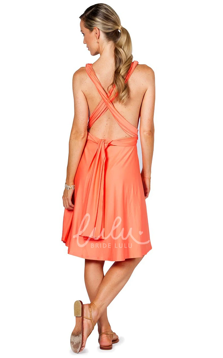 Knee-Length V-Neck Chiffon Bridesmaid Dress with Sleeveless and Straps Modern Bridesmaid Dress