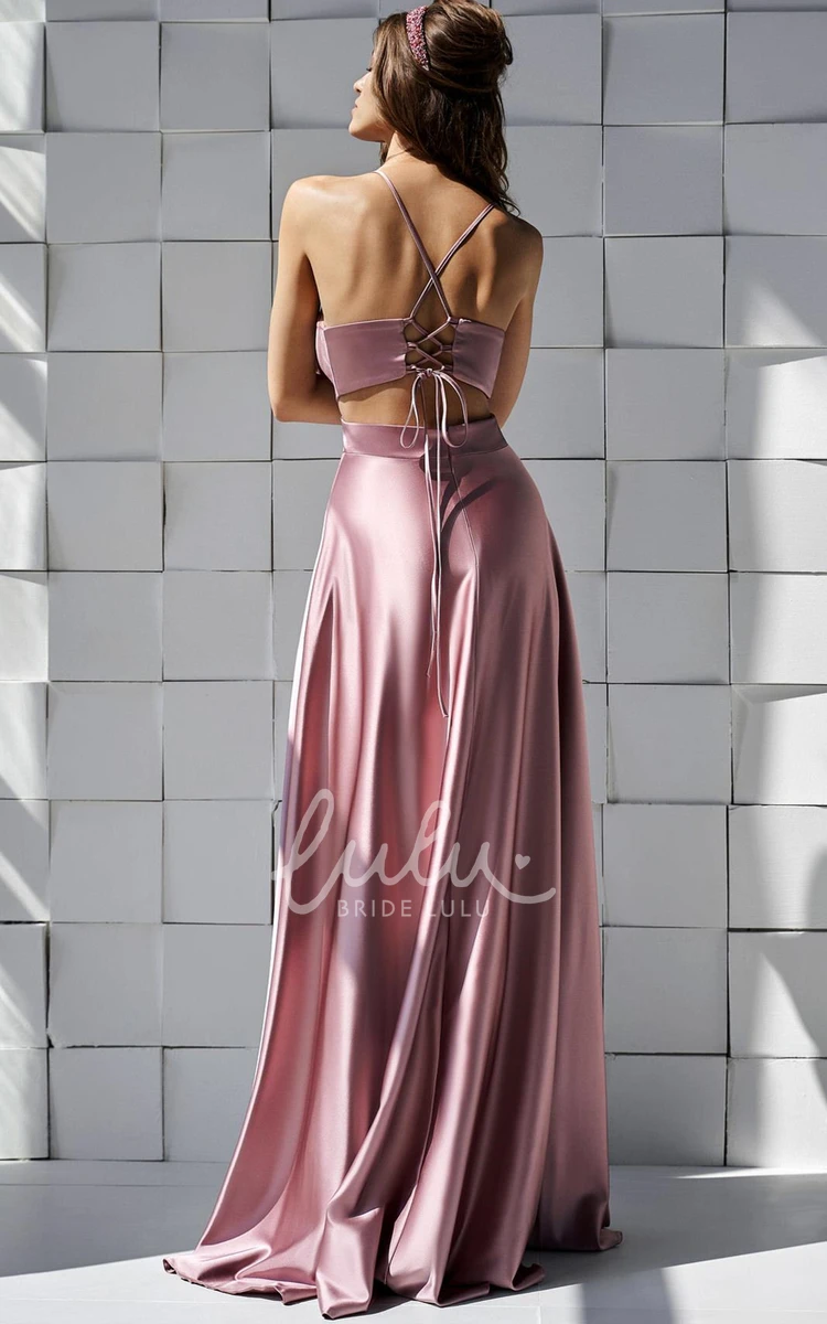 A Line Satin Spaghetti Evening Dress with Ruching Casual Prom Dress