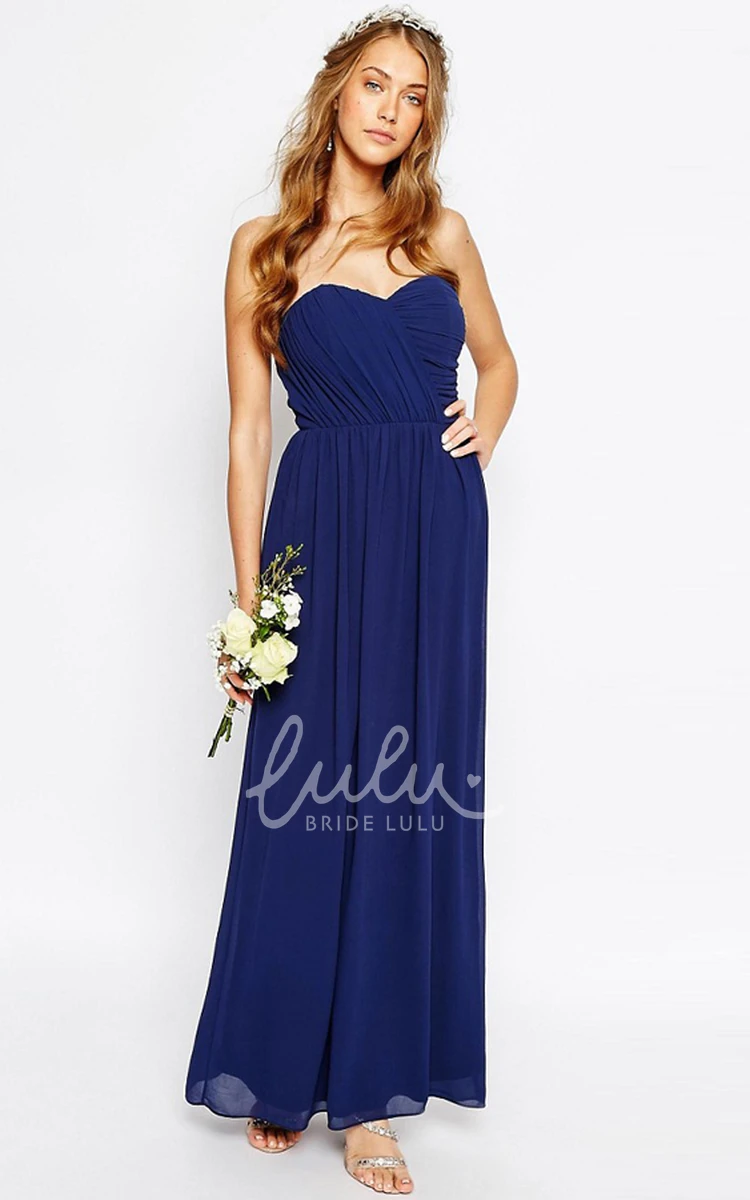 Sweetheart Ruched Chiffon Bridesmaid Dress Ankle-Length