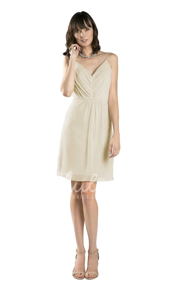 Spaghetti Sleeveless Chiffon Bridesmaid Dress in Muti-Color Pencil Style with Low-V Back