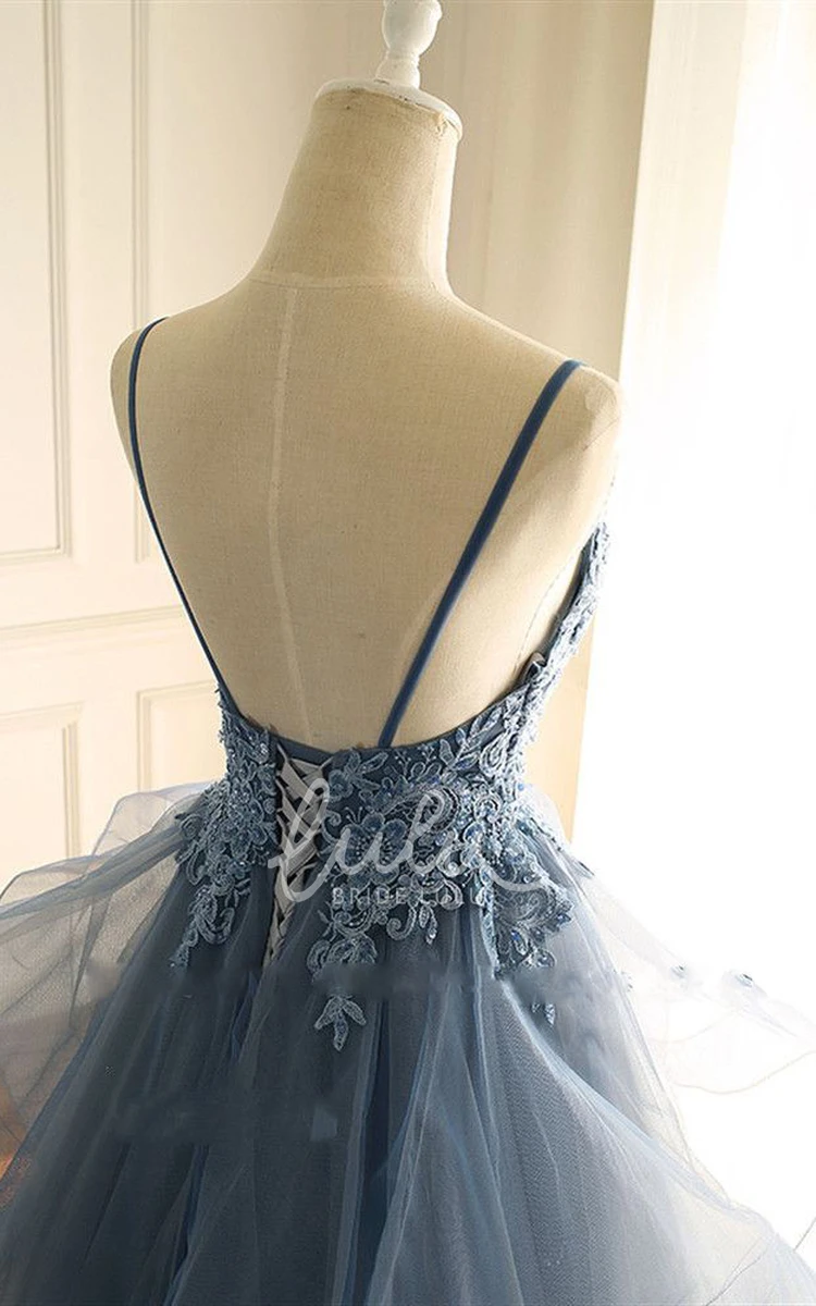 Sleeveless Tulle A-Line Prom Dress with Ruffles Modern & Flowy Prom Dress