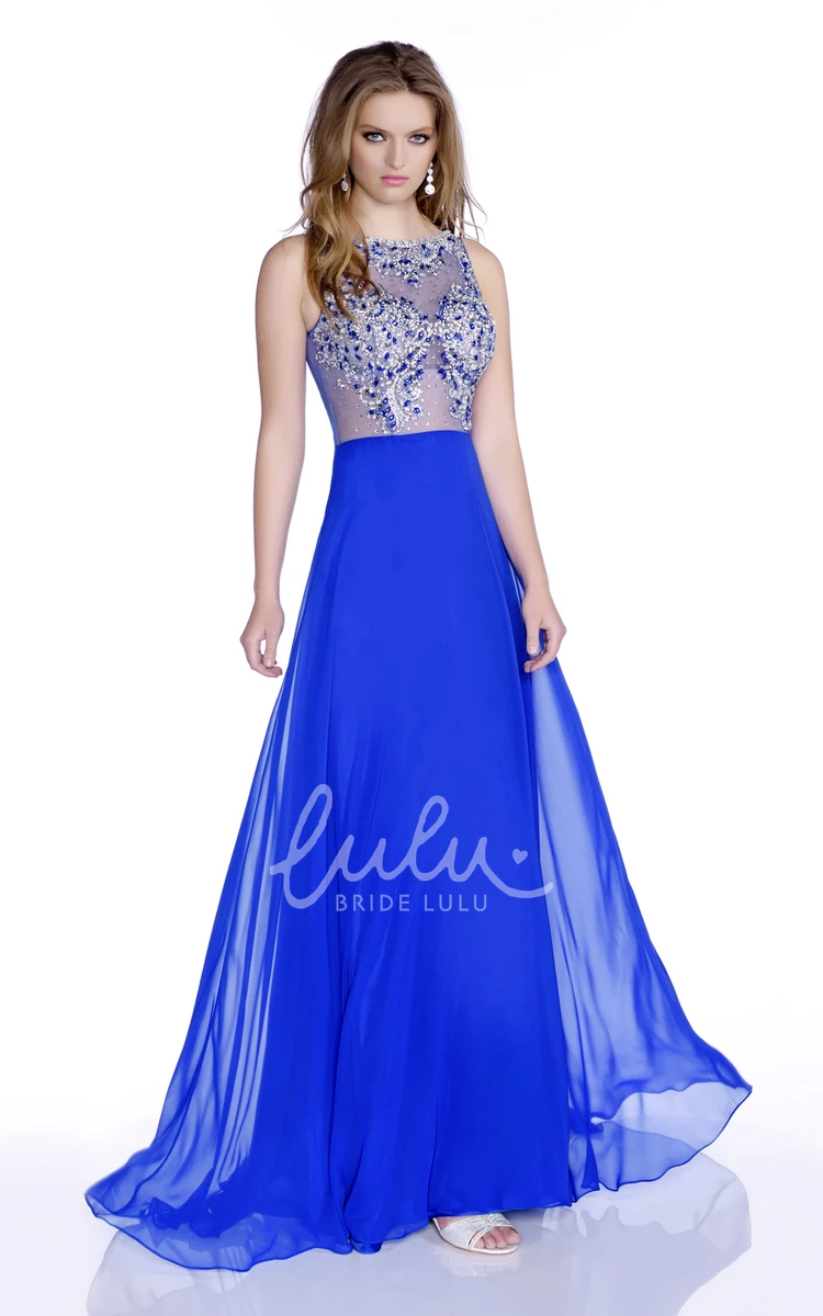 Shining Rhinestone A-Line Chiffon Formal Dress