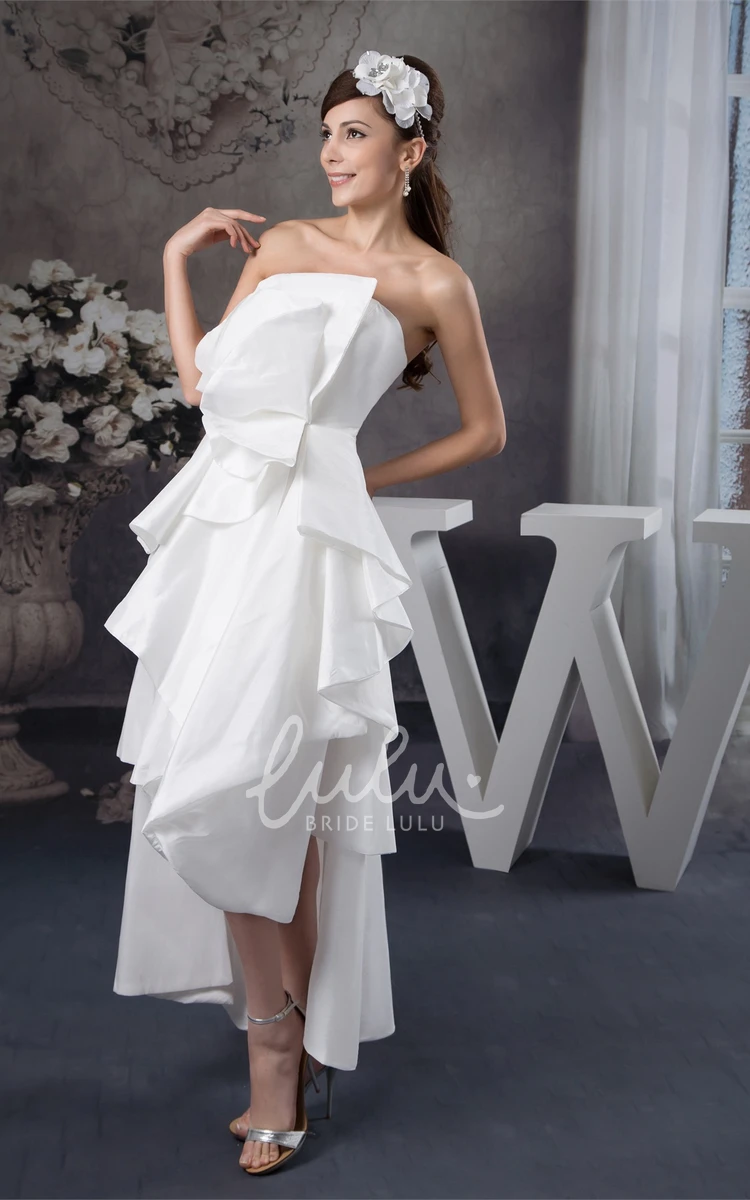 Draped Strapless High-Low Prom Dress in Modern Satin Fabric