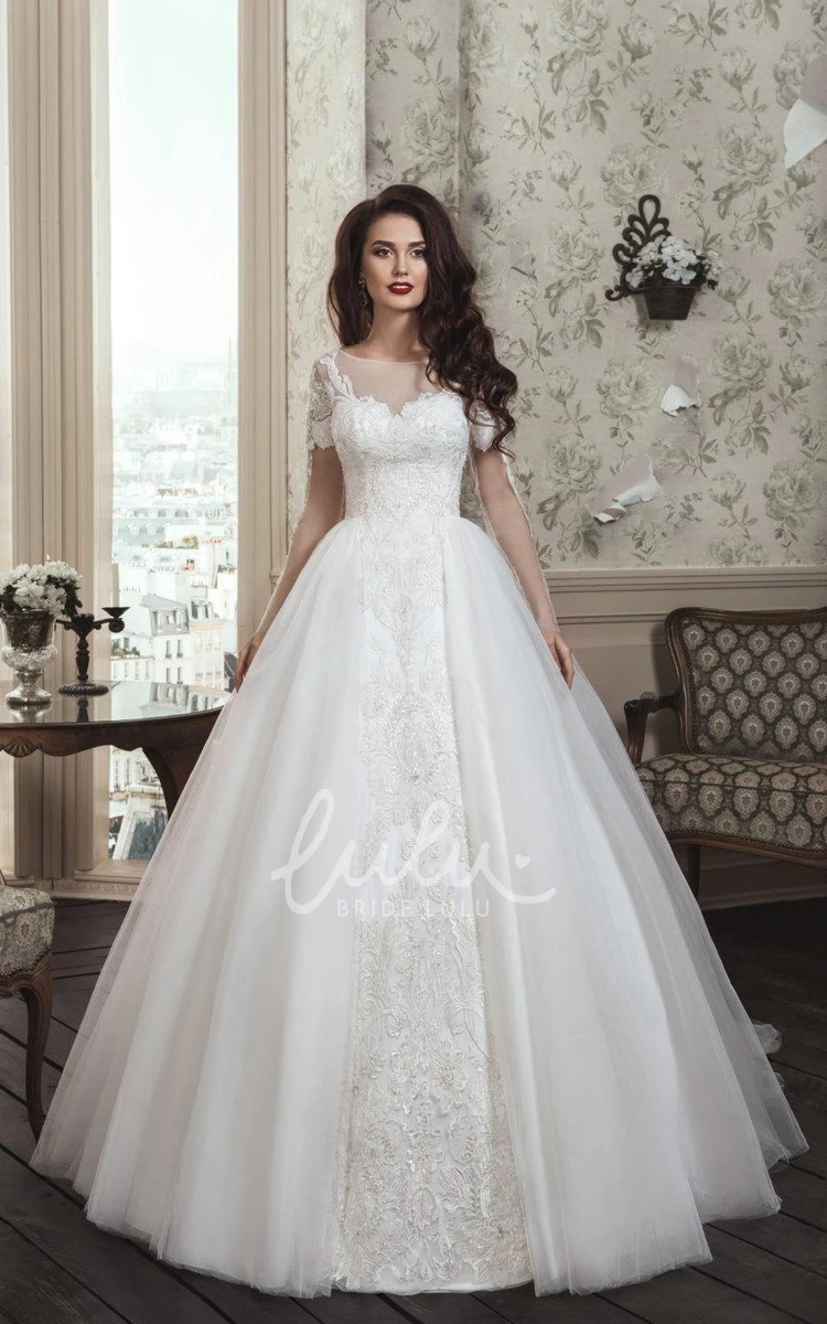 Princess Wedding Dress with Illusion Neckline and Long Sleeves