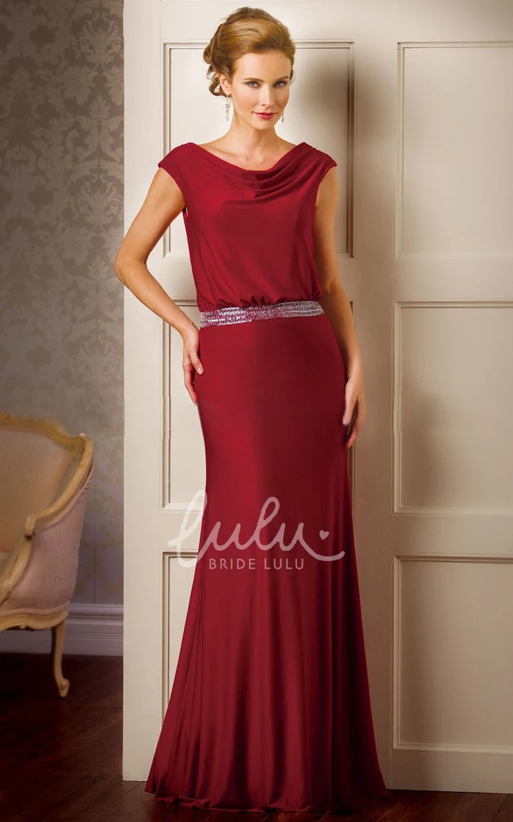 Sequined Draped Mother Of The Bride Dress with Cap Sleeves