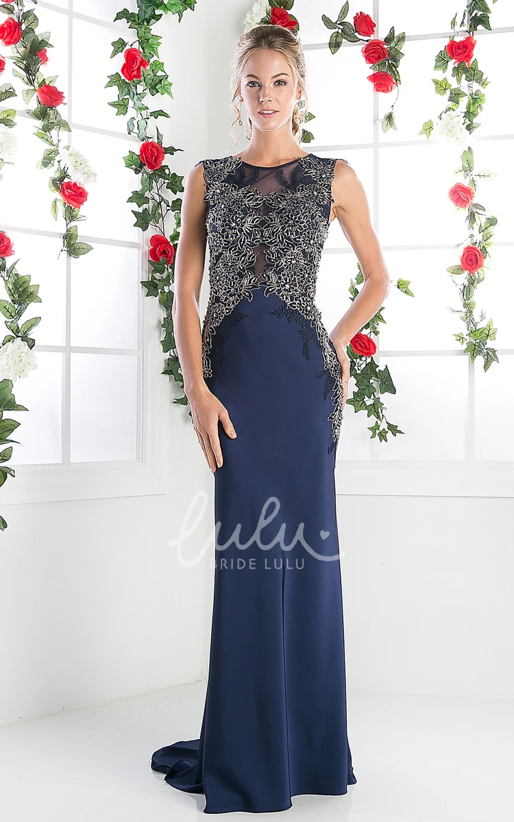 Jewel-Neck Sleeveless Sheath Dress with Appliques Bridesmaid Dress 2024