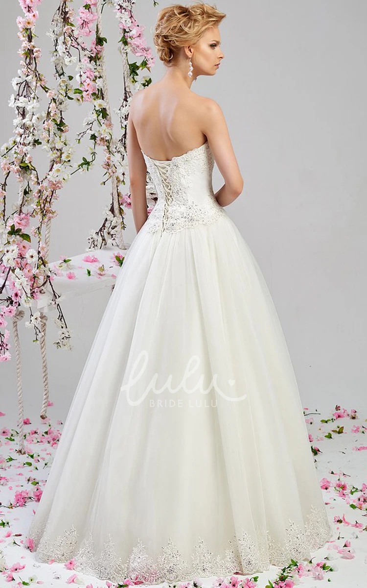 Sweetheart Embroidered Sleeveless Tulle&Lace Wedding Dress A-Line Long