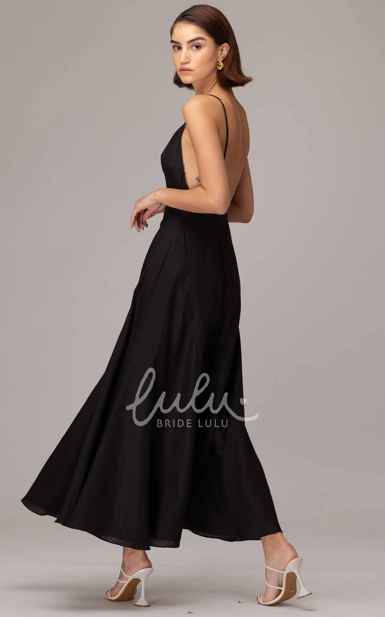 Ankle-Length A-Line Prom Dress with Open Back Simple & Modern Satin Prom Dress