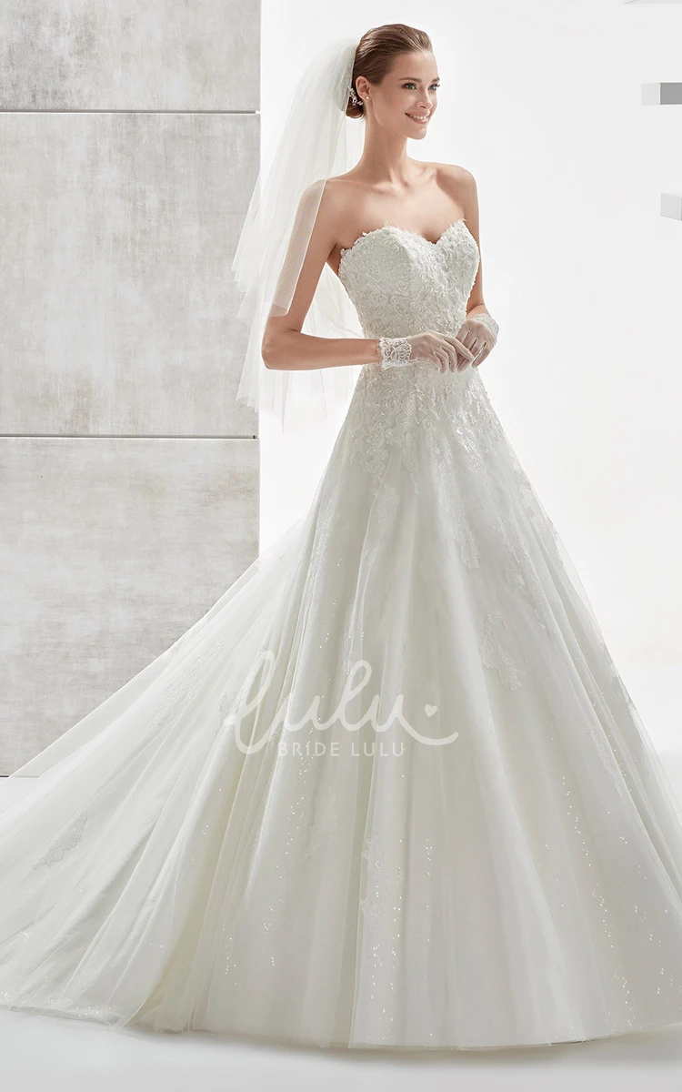 Illusive Panel A-line Wedding Dress with Appliques Elegant & Classy