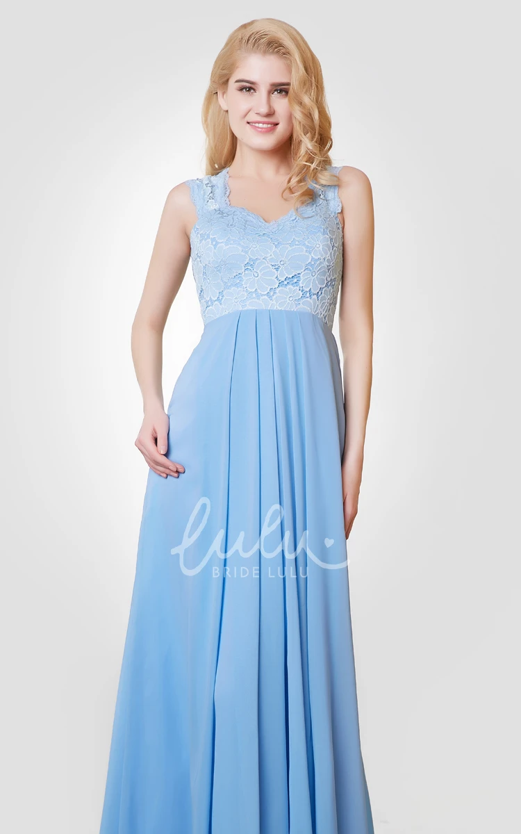 A-line Chiffon Lace Bridesmaid Dress Long Women's Bridesmaid Party Gown