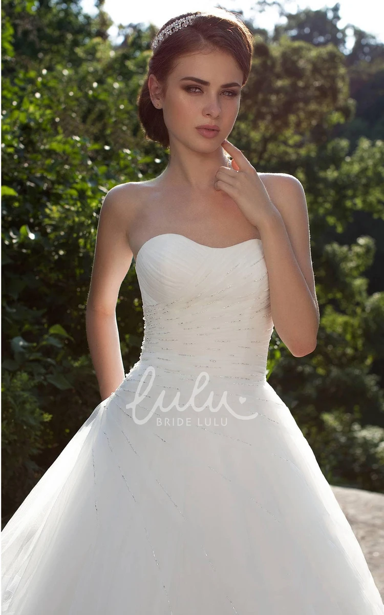 Lace-Up Sweetheart A-Line Tulle Wedding Dress with Beading and Side Draping