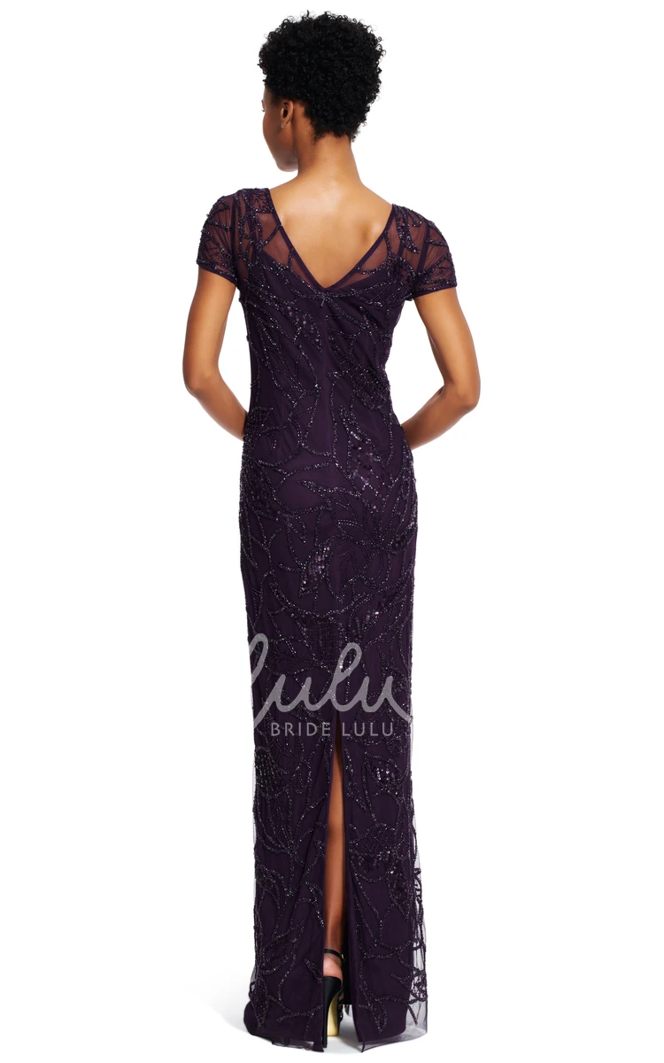 Sequin Illusion-Sleeve Scoop-Neck Sheath Bridesmaid Dress Unique 2024 Prom Dress