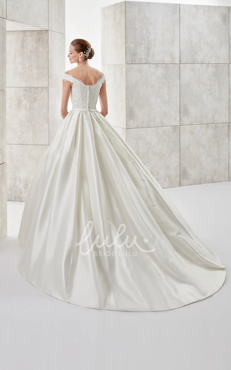 Satin A-line Wedding Dress with Pocket and Appliques Modern Wedding Dress