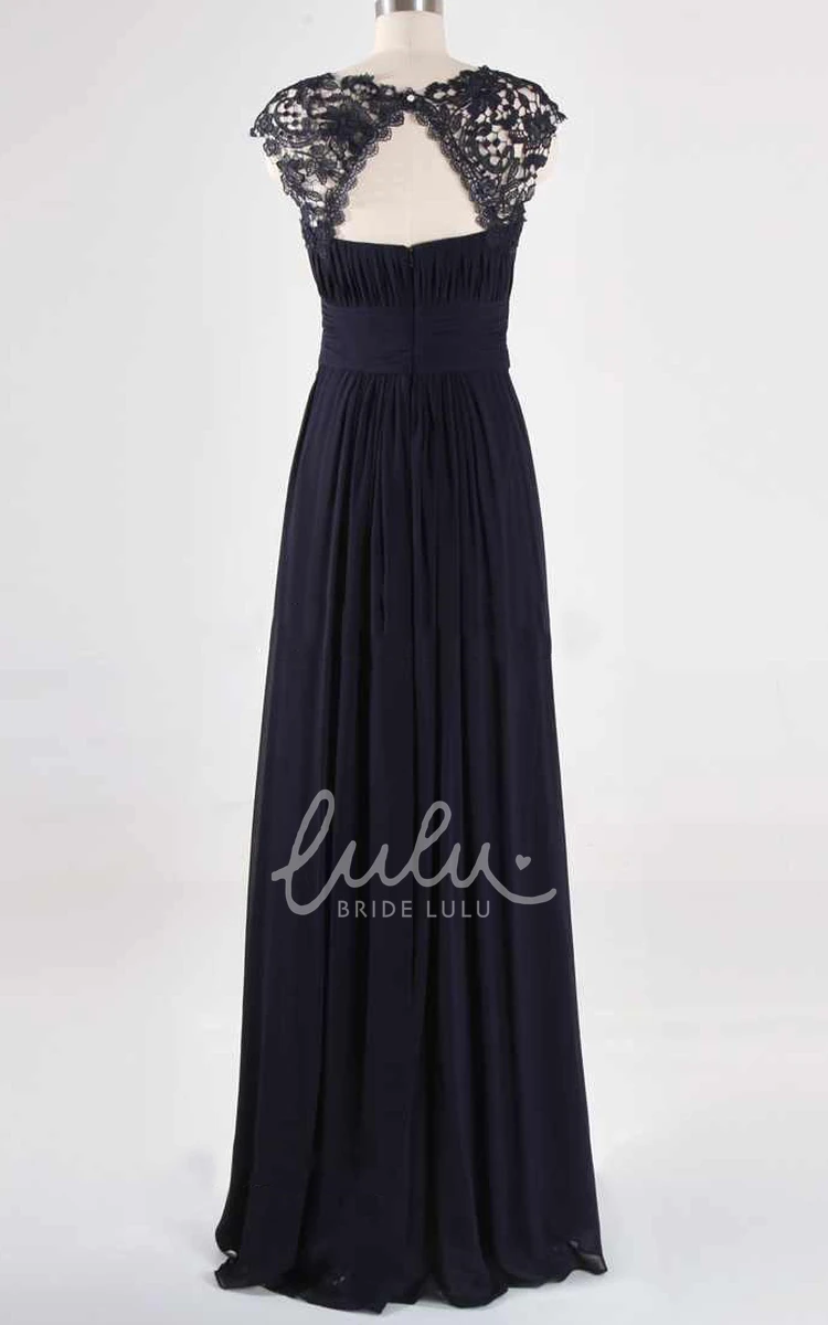 Navy Georgette Lace Bridesmaid Dress Custom Sizes Available