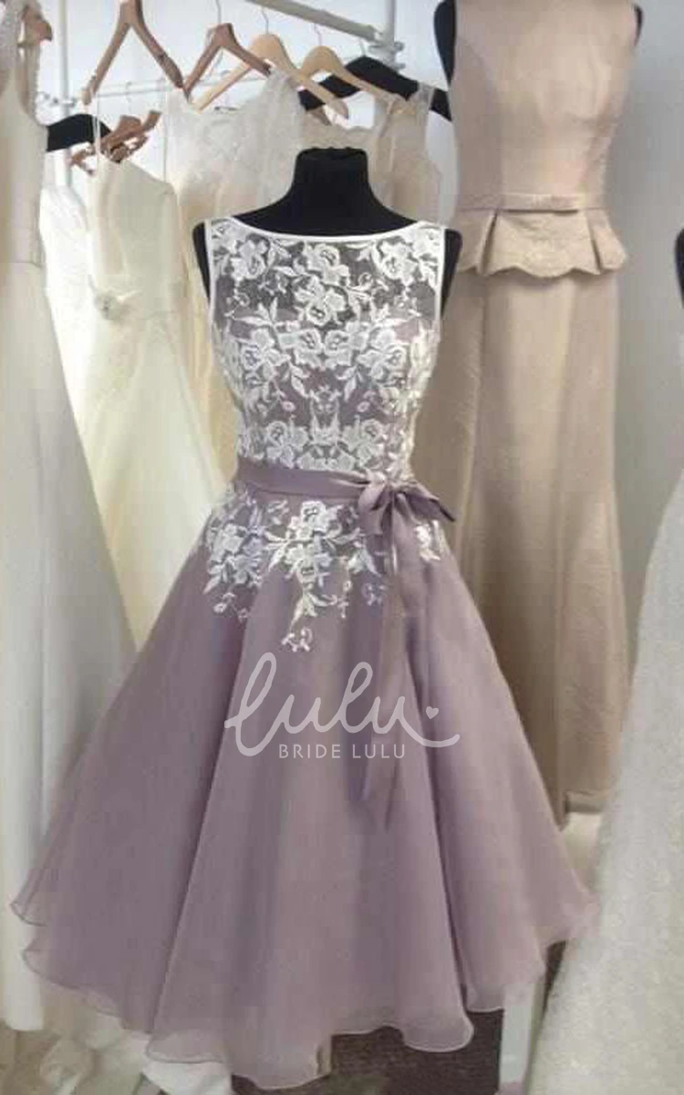 Lace Mini A-line Dress with Sleeveless Design Elegant Bridesmaid Dress