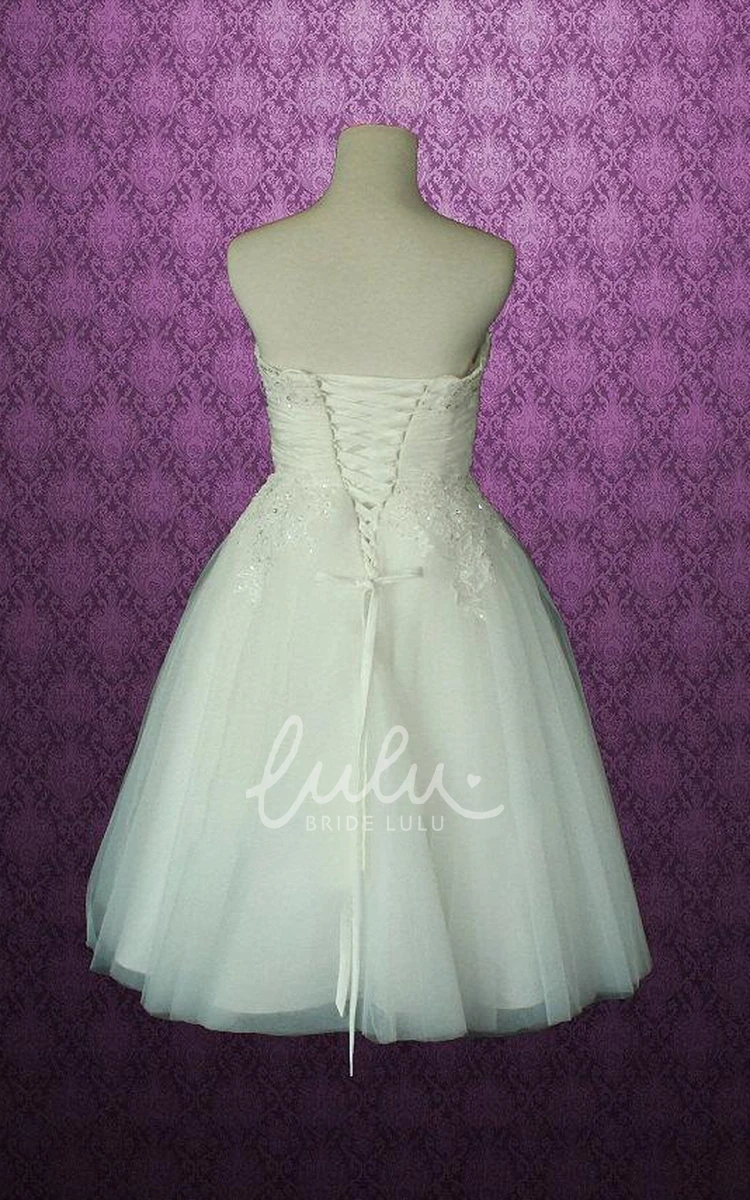 Strapless A-Line Short Spring Wedding Dress With Appliques And Beading