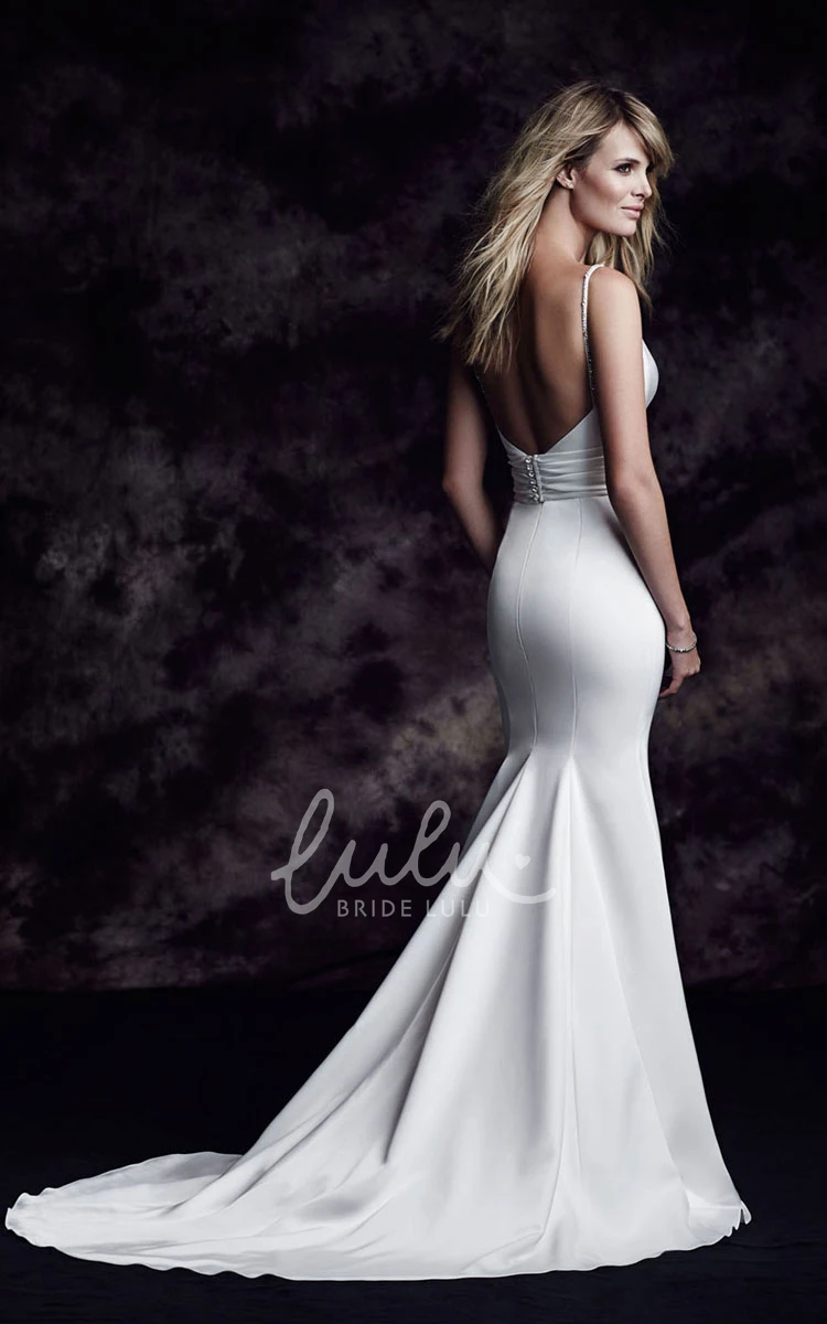 Sleeveless Mermaid Long Dress with V-Neck and Low Back