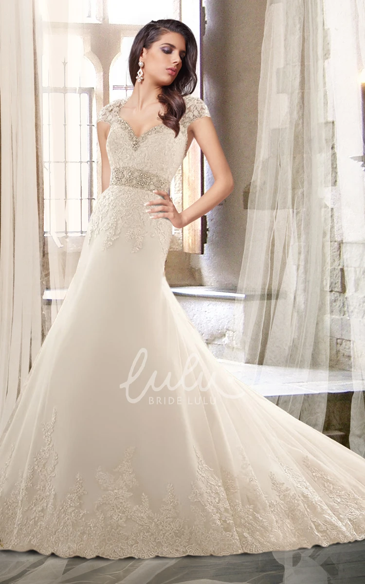 Removable Straps Lace and Tulle Wedding Dress with Sweetheart Neckline