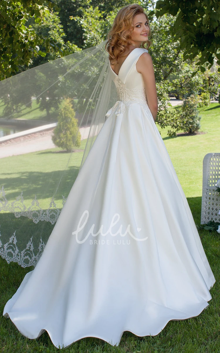 Sleeveless Satin A-Line Wedding Dress with High Neck and Lace-Up Back