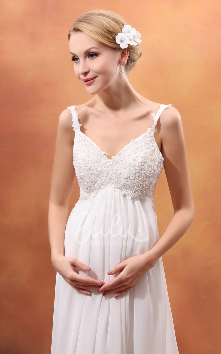 Spaghetti Straps Empire Maternity Wedding Dress