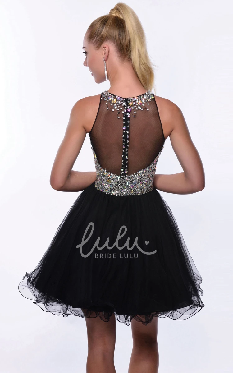 Polychrome Tulle Sleeveless Homecoming Dress with Jewel Neckline Unique 2024 Prom Dress