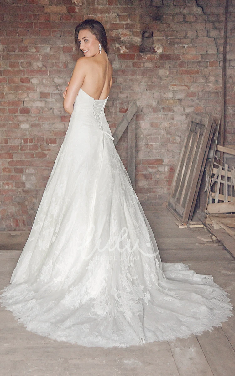 Appliqued Satin and Tulle Wedding Dress with Sweetheart Neckline and Floor-Length Hemline Timeless Bridal Gown