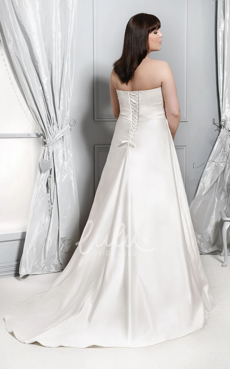 Strapless A-Line Satin Gown with Lace Bridesmaid Dress