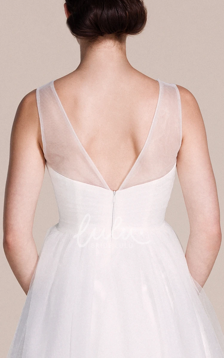 Tulle Illusion Neckline Short Bridesmaid Dress in A-line Style