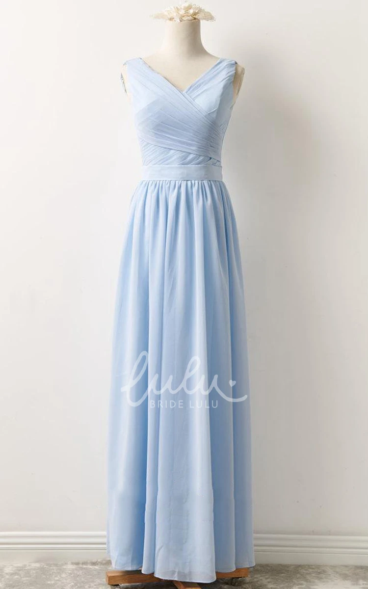 Flowy Chiffon V-Neck Dress for Prom or Bridesmaids