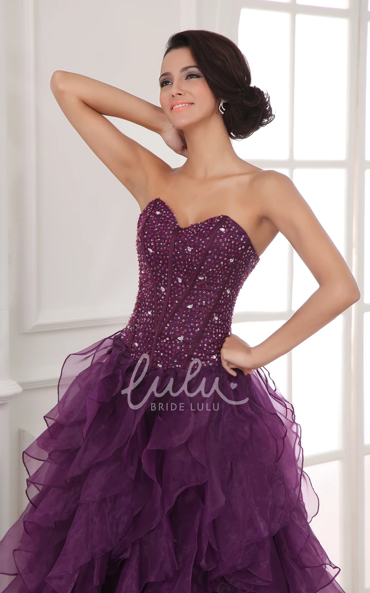 A-Line Prom Dress with Organza Ruffles and Beading Sweetheart Ball Gown