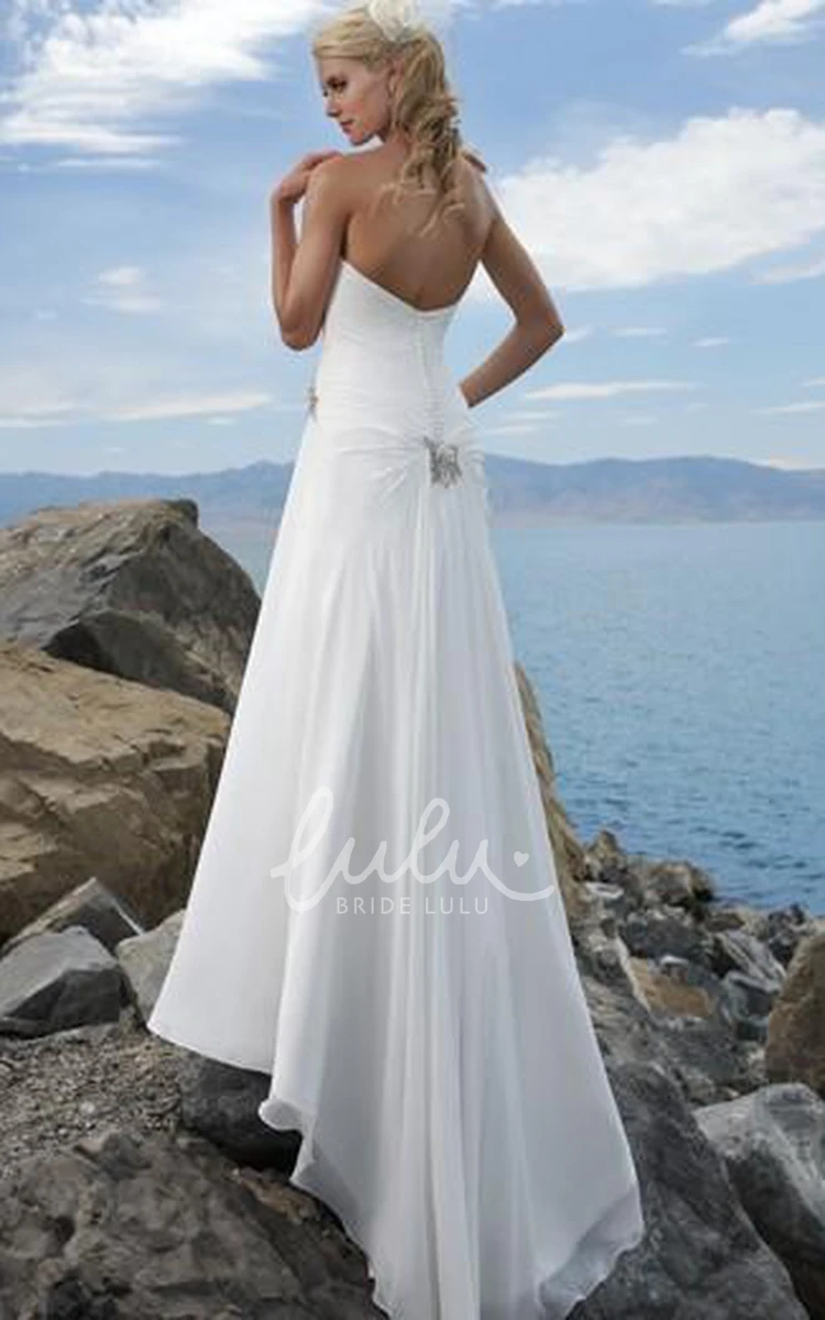 Strapless Sheath Column Chiffon Wedding Dress