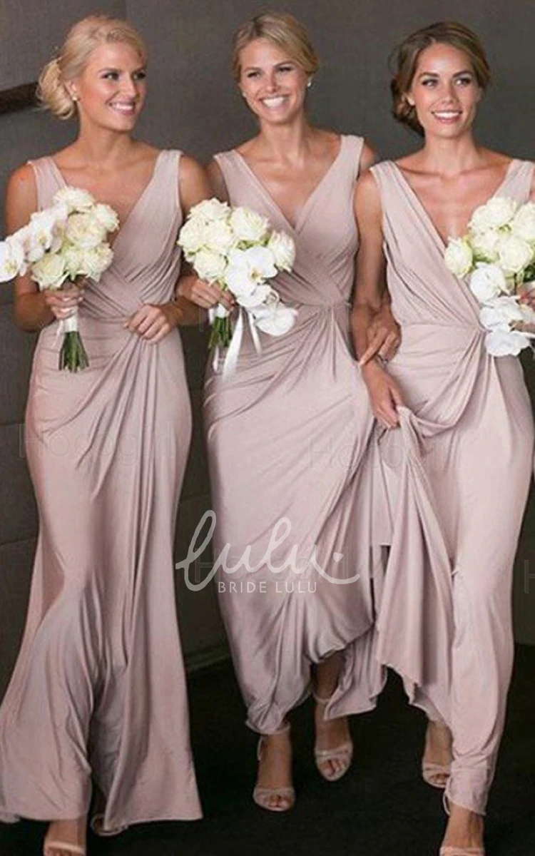 Sleeveless Jersey A-Line Bridesmaid Dress Casual & Pick Up with Ruching