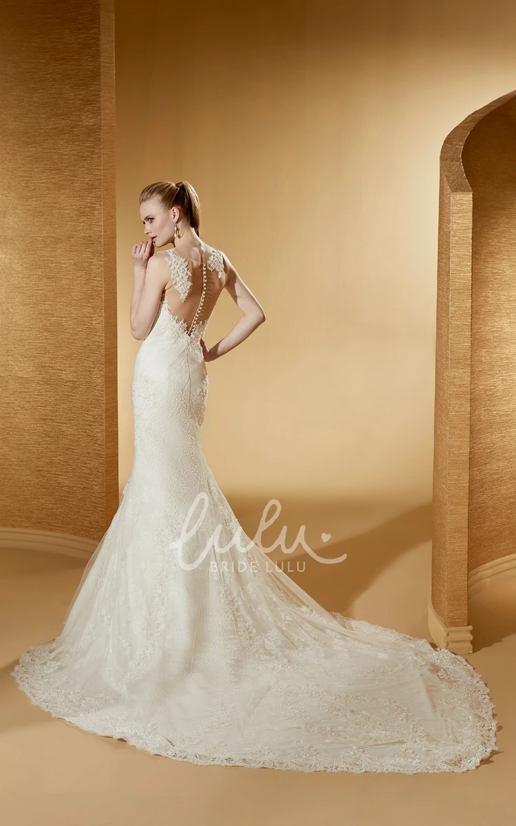 Sweetheart Mermaid Lace Wedding Dress with Illusive Straps Sexy Bridal Gown