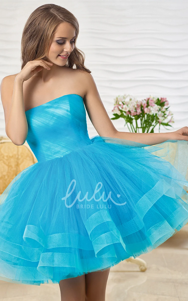Ruched A-Line Mini Prom Dress with Sleeveless Design and Tiers