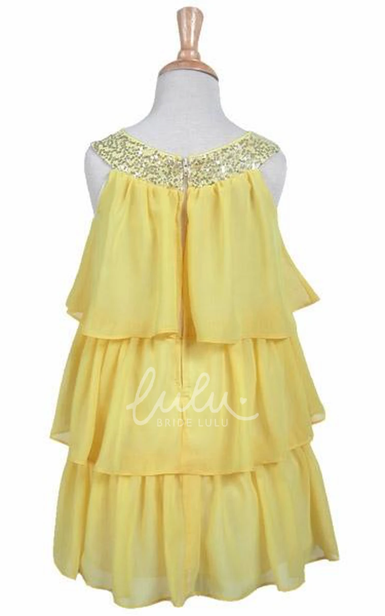 Embroidered Chiffon & Sequin Flower Girl Dress Flowy Dress for Weddings