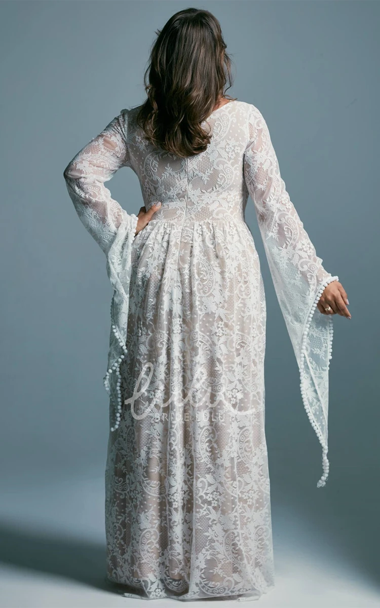 Bohemian Lace Plus Size Bridal Dress with Appliques Country Beach Casual