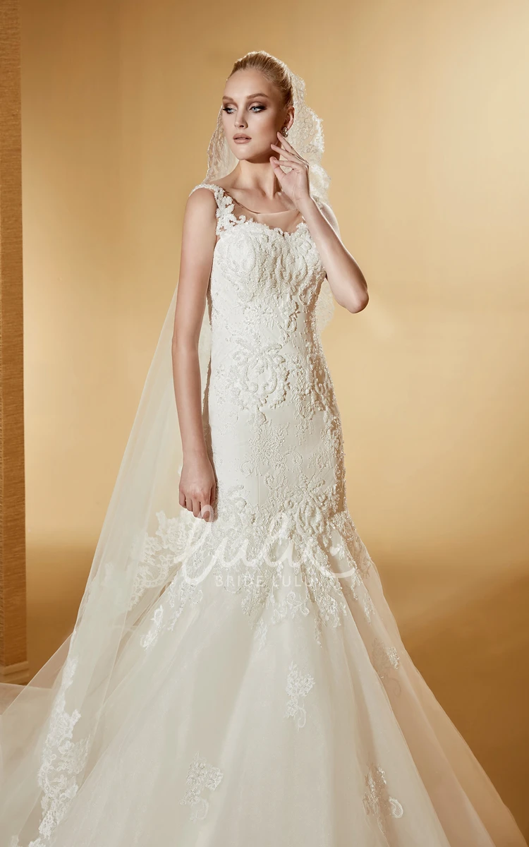 Mermaid Lace Wedding Dress with Square Neck and Exquisite Appliques Stunning and Unique