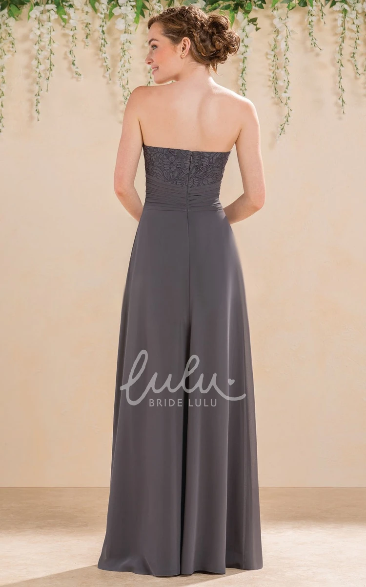 Lace Bodice A-Line Bridesmaid Dress with Ruching Sweetheart