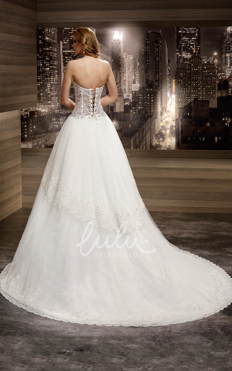 Illusion Peplum A-Line Wedding Dress with Sweetheart Neckline