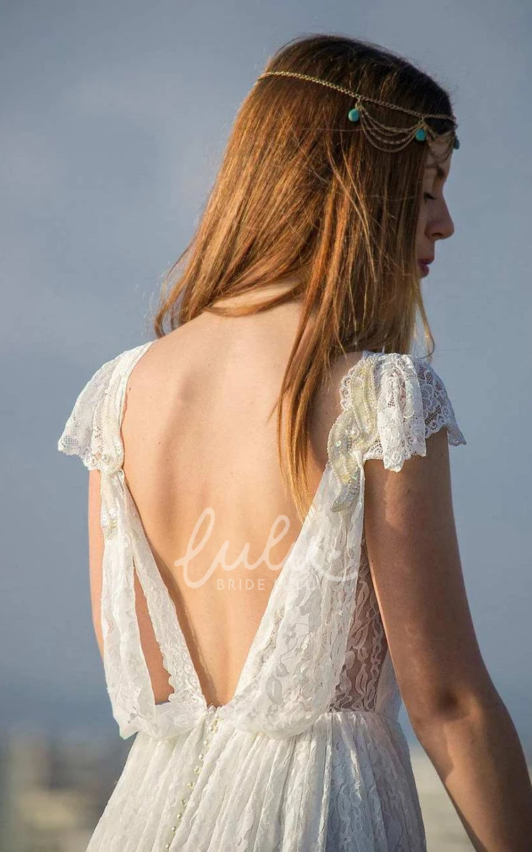 Backless Applique Lace Wedding Dress