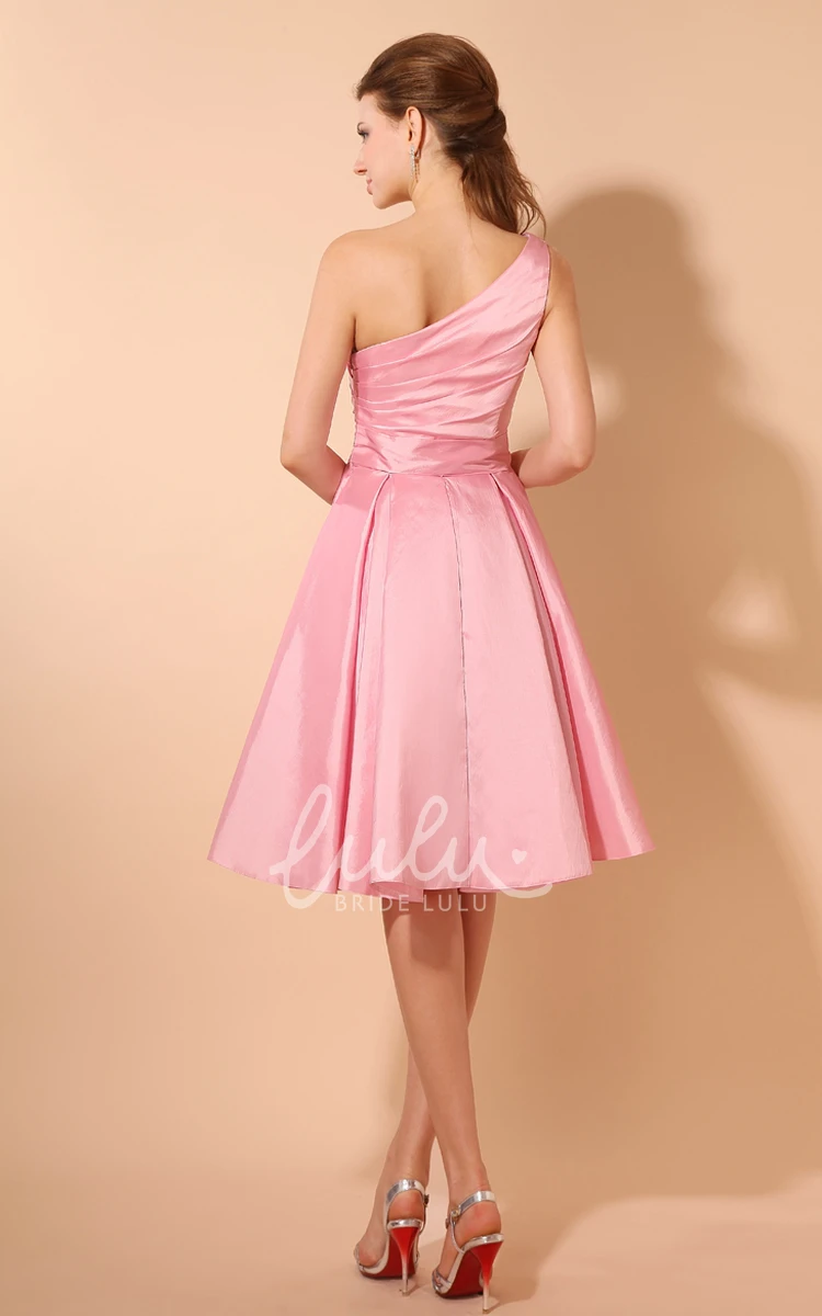 Taffeta Strapless Bridesmaid Dress with Flower and Ruching